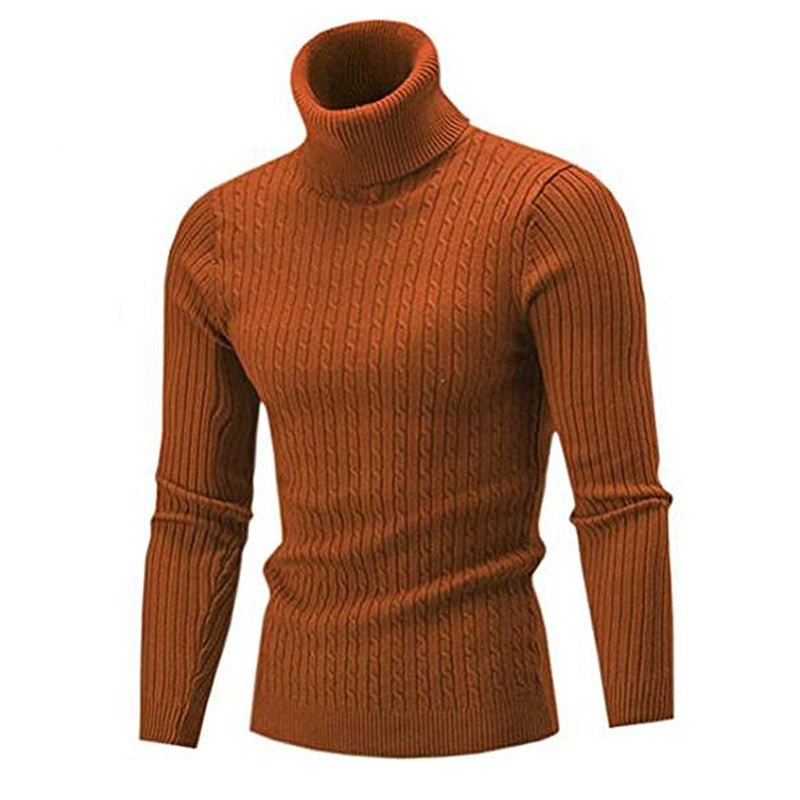 Holger | Slank Kabelstrikket Rullekravetrøje - StilfulltMen's sweatersBrunMHolger | Slank Kabelstrikket Rullekravetrøje