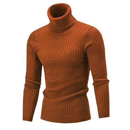 Holger | Slank Kabelstrikket Rullekravetrøje - StilfulltMen's sweatersBrunMHolger | Slank Kabelstrikket Rullekravetrøje