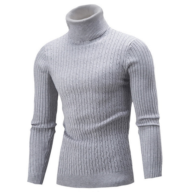 Holger | Slank Kabelstrikket Rullekravetrøje - StilfulltMen's sweatersGråMHolger | Slank Kabelstrikket Rullekravetrøje