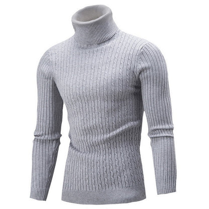 Holger | Slank Kabelstrikket Rullekravetrøje - StilfulltMen's sweatersGråMHolger | Slank Kabelstrikket Rullekravetrøje
