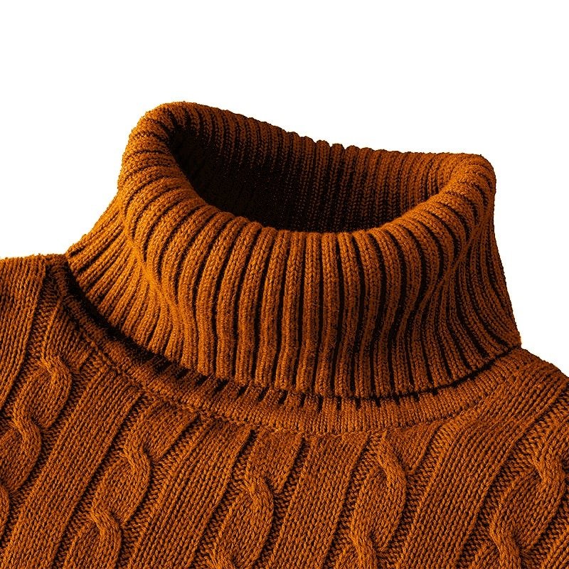 Holger | Slank Kabelstrikket Rullekravetrøje - StilfulltMen's sweatersHvidMHolger | Slank Kabelstrikket Rullekravetrøje