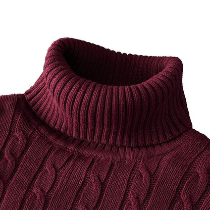 Holger | Slank Kabelstrikket Rullekravetrøje - StilfulltMen's sweatersHvidMHolger | Slank Kabelstrikket Rullekravetrøje