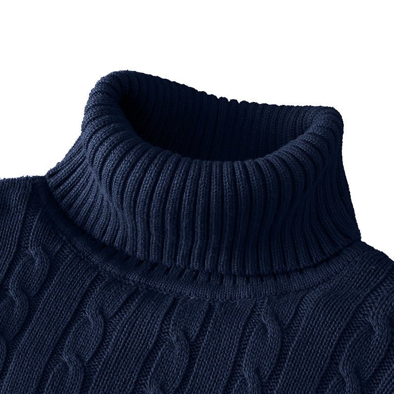 Holger | Slank Kabelstrikket Rullekravetrøje - StilfulltMen's sweatersHvidMHolger | Slank Kabelstrikket Rullekravetrøje