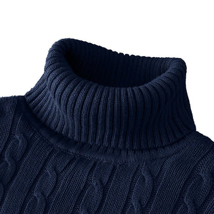Holger | Slank Kabelstrikket Rullekravetrøje - StilfulltMen's sweatersHvidMHolger | Slank Kabelstrikket Rullekravetrøje