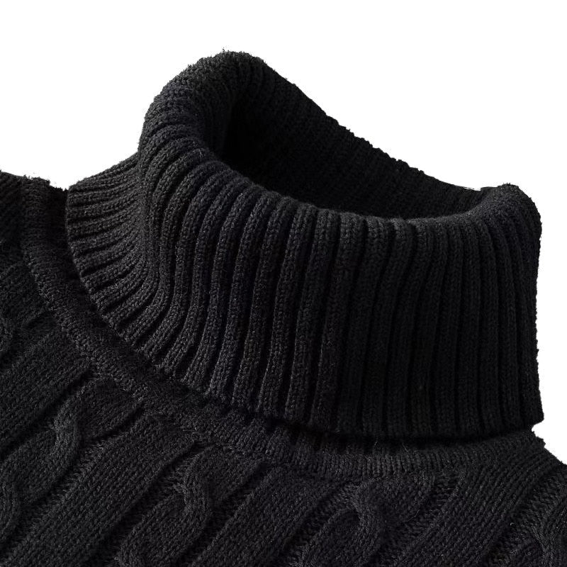 Holger | Slank Kabelstrikket Rullekravetrøje - StilfulltMen's sweatersHvidMHolger | Slank Kabelstrikket Rullekravetrøje