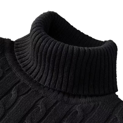 Holger | Slank Kabelstrikket Rullekravetrøje - StilfulltMen's sweatersHvidMHolger | Slank Kabelstrikket Rullekravetrøje