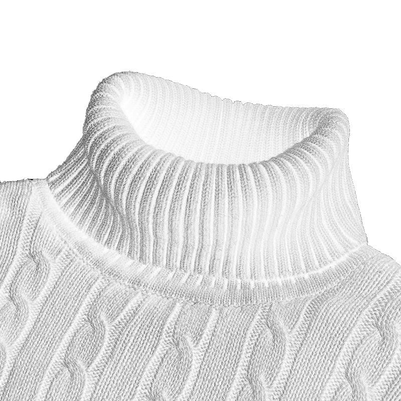 Holger | Slank Kabelstrikket Rullekravetrøje - StilfulltMen's sweatersHvidMHolger | Slank Kabelstrikket Rullekravetrøje