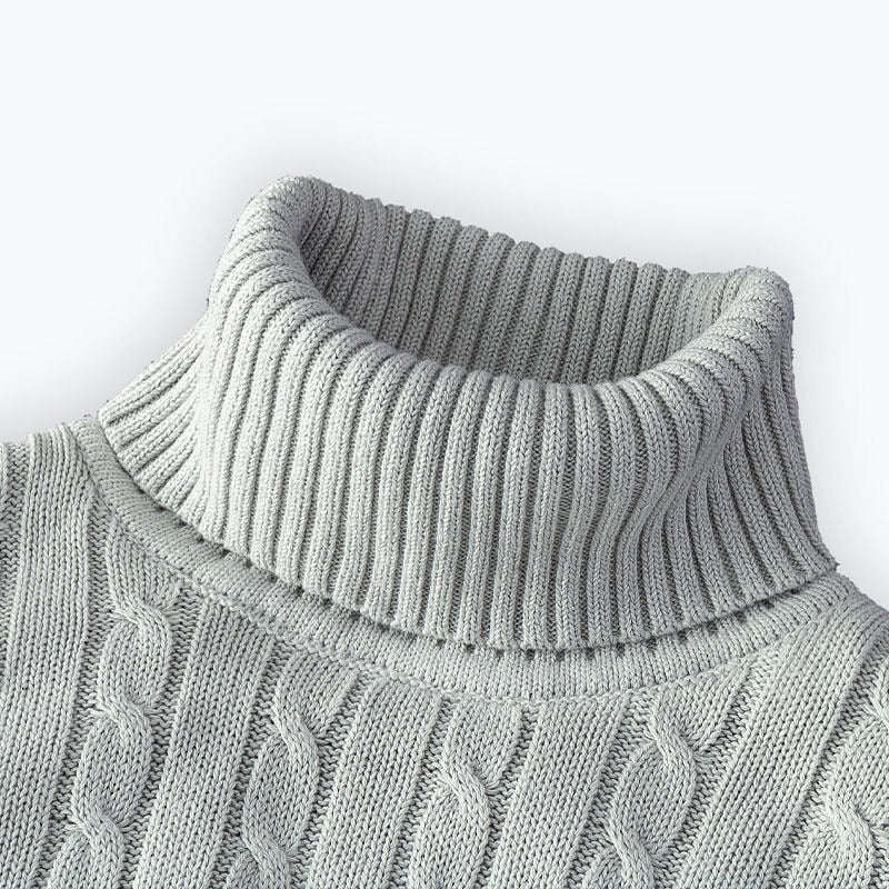 Holger | Slank Kabelstrikket Rullekravetrøje - StilfulltMen's sweatersHvidMHolger | Slank Kabelstrikket Rullekravetrøje