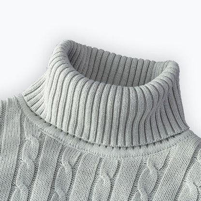 Holger | Slank Kabelstrikket Rullekravetrøje - StilfulltMen's sweatersHvidMHolger | Slank Kabelstrikket Rullekravetrøje
