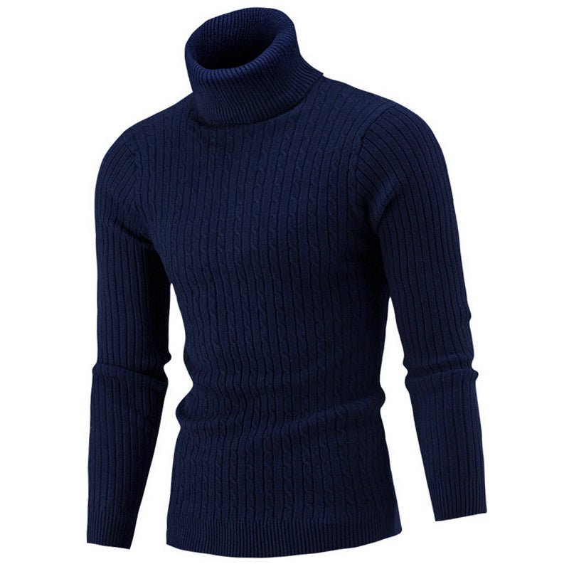 Holger | Slank Kabelstrikket Rullekravetrøje - StilfulltMen's sweatersMarineblåMHolger | Slank Kabelstrikket Rullekravetrøje