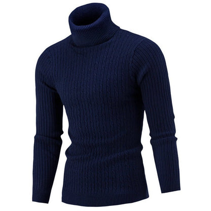 Holger | Slank Kabelstrikket Rullekravetrøje - StilfulltMen's sweatersMarineblåMHolger | Slank Kabelstrikket Rullekravetrøje