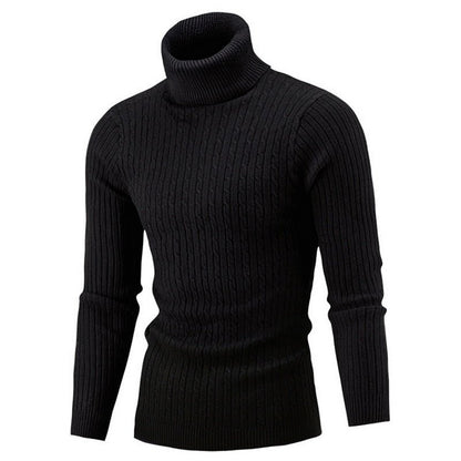 Holger | Slank Kabelstrikket Rullekravetrøje - StilfulltMen's sweatersSortMHolger | Slank Kabelstrikket Rullekravetrøje