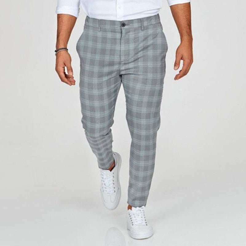 Hollis | Pantalón de Cuadros Slim Fit para Hombre - StilfulltMen's pantsME069050Azul grisáceoSHollis | Pantalón de Cuadros Slim Fit para Hombre