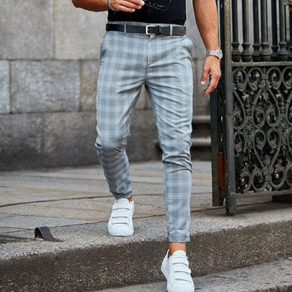 Hollis | Pantalón de Cuadros Slim Fit para Hombre - StilfulltMen's pantsME069050Azul grisáceoSHollis | Pantalón de Cuadros Slim Fit para Hombre
