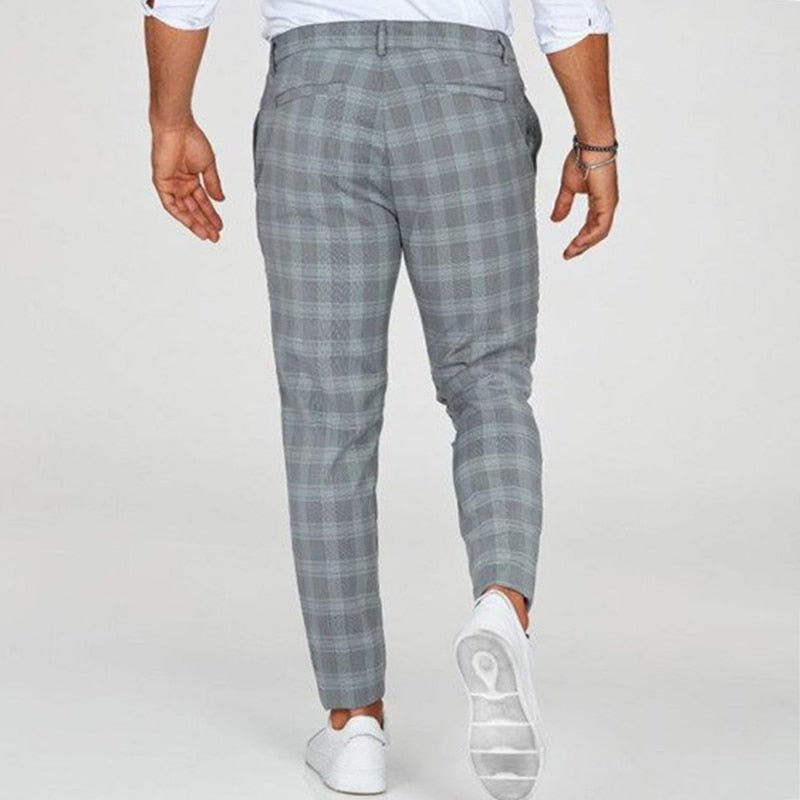 Hollis | Pantalón de Cuadros Slim Fit para Hombre - StilfulltMen's pantsME069050Azul grisáceoSHollis | Pantalón de Cuadros Slim Fit para Hombre