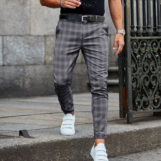 Hollis | Pantalón de Cuadros Slim Fit para Hombre - StilfulltMen's pantsME069029Gris oscuroSHollis | Pantalón de Cuadros Slim Fit para Hombre