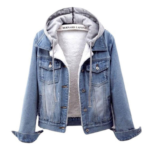Honora sherpa-lined cropped denim jacket in light blue