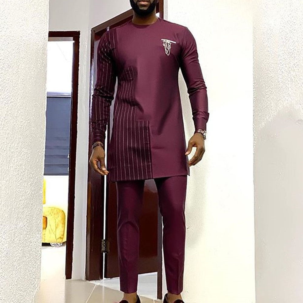 Idris | Conjunto Dashiki Tradicional con Pantalón Slim - StilfulltMen's outfit setsHERENDASHI-PAARS-036SMoradoMIdris | Conjunto Dashiki Tradicional con Pantalón Slim