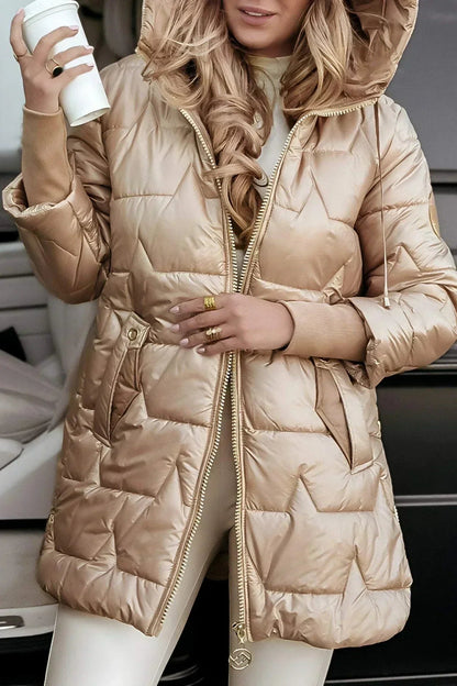 Ilaria | Abrigo Acolchado Largo con Capucha - StilfulltWomen's jacketsGrisSIlaria | Abrigo Acolchado Largo con Capucha