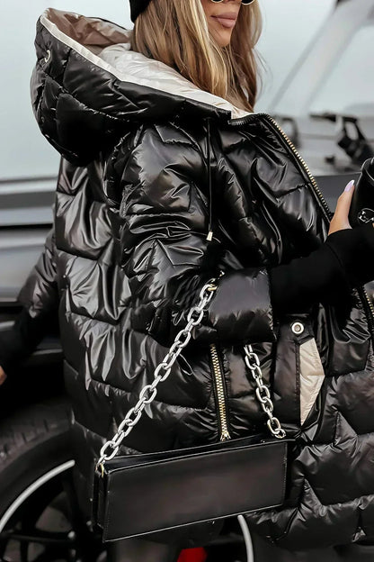 Ilaria | Abrigo Acolchado Largo con Capucha - StilfulltWomen's jacketsGrisSIlaria | Abrigo Acolchado Largo con Capucha