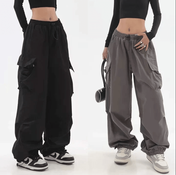 Ilaria | Pantalón Cargo Ancho Estilo Paracaídas - StilfulltWomen's pantsSKU_1778869447319_563GrisSIlaria | Pantalón Cargo Ancho Estilo Paracaídas
