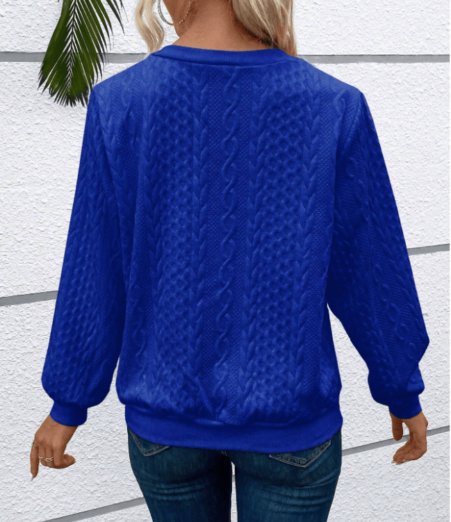 Isaure | Sudadera Texturizada con Media Cremallera de AnillaKomfort-Pullover - StilfulltWomen's sweatersAzulSIsaure | Sudadera Texturizada con Media Cremallera de AnillaKomfort-Pullover