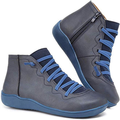 Ivette | Botín Plano con Cordones Elásticos - StilfulltWomen's shoesAzul34Ivette | Botín Plano con Cordones Elásticos