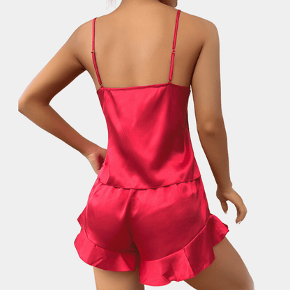 Josephine three-piece satin pyjama set with robe, alternative view