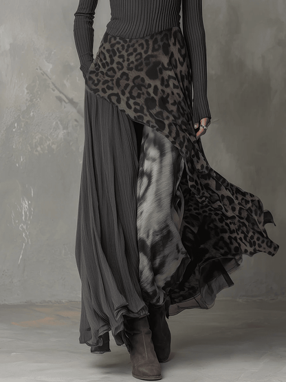 Juliet asymmetric maxi dress with stripes and leopard print, alternative view