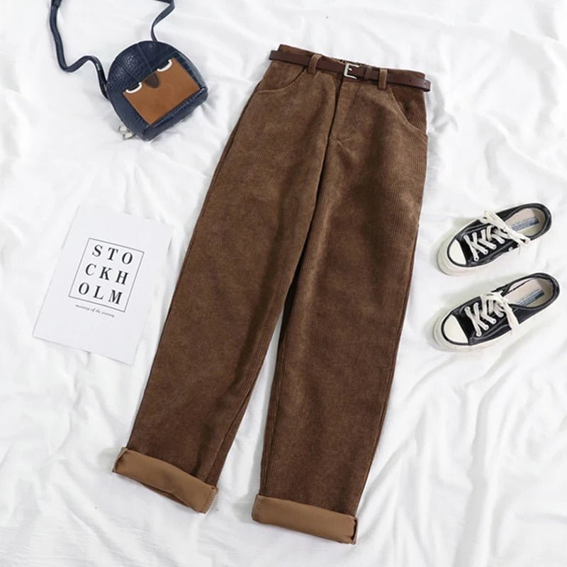 Juliette | Pantalón de Pana Holgado de Tiro Alto para Otoño - StilfulltWomen's pants52225-01MarrónSJuliette | Pantalón de Pana Holgado de Tiro Alto para Otoño