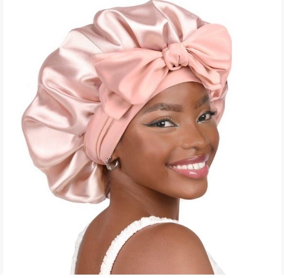 Juniper | Gorro de Dormir de Satén con Lazo - StilfulltWomen's nightwearRosa melocotónJuniper | Gorro de Dormir de Satén con Lazo