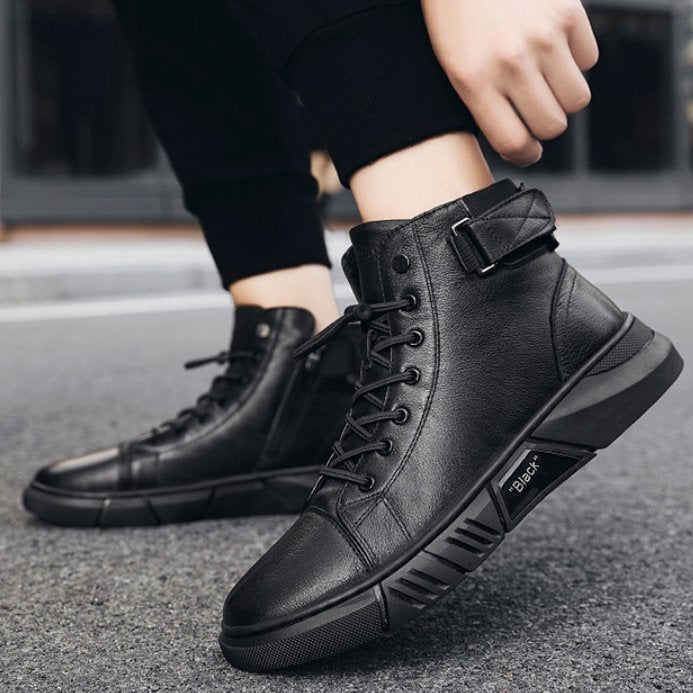 Kasper | Botín Sneaker Negro Acordonado de Piel - StilfulltMen's shoesSKU_1767029075363_80438NegroKasper | Botín Sneaker Negro Acordonado de Piel