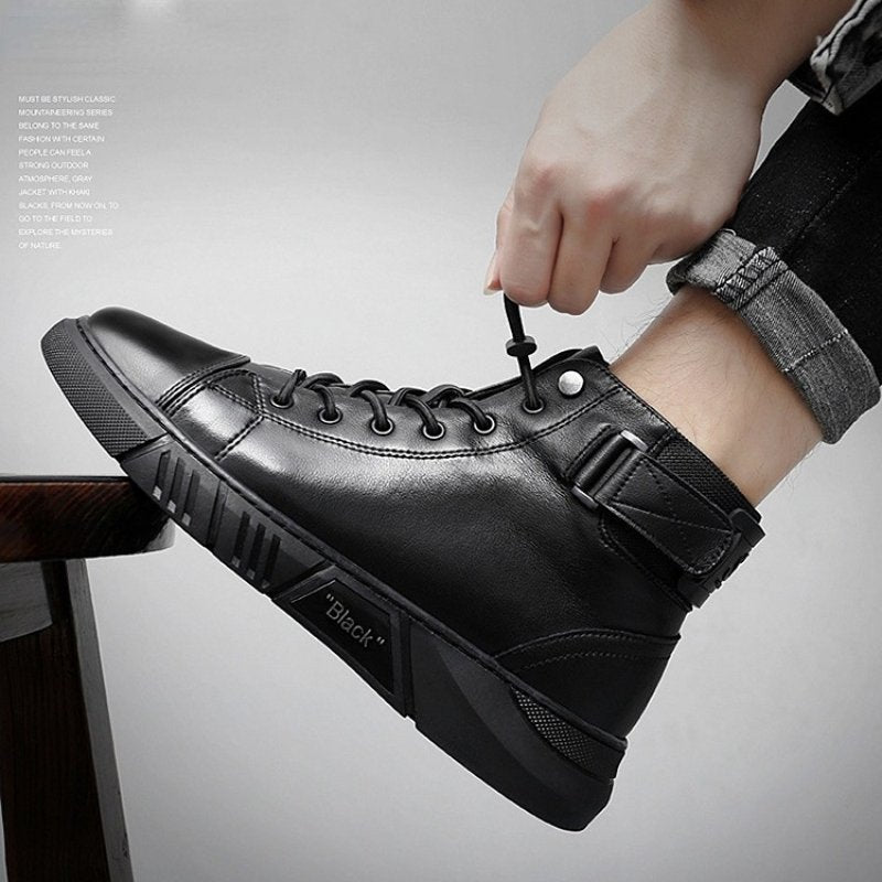 Kasper | Botín Sneaker Negro Acordonado de Piel - StilfulltMen's shoesSKU_1767029075363_80438NegroKasper | Botín Sneaker Negro Acordonado de Piel