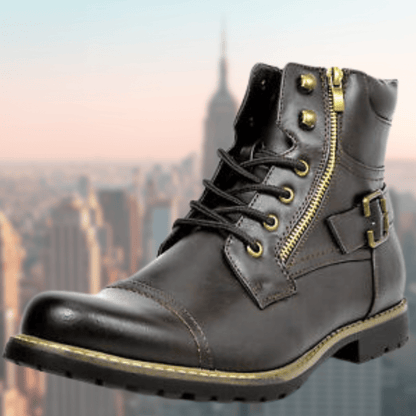 Kellan | Botas Biker Robustas con Cordones y Cremallera Lateral - StilfulltMen's shoesMarrón38Kellan | Botas Biker Robustas con Cordones y Cremallera Lateral