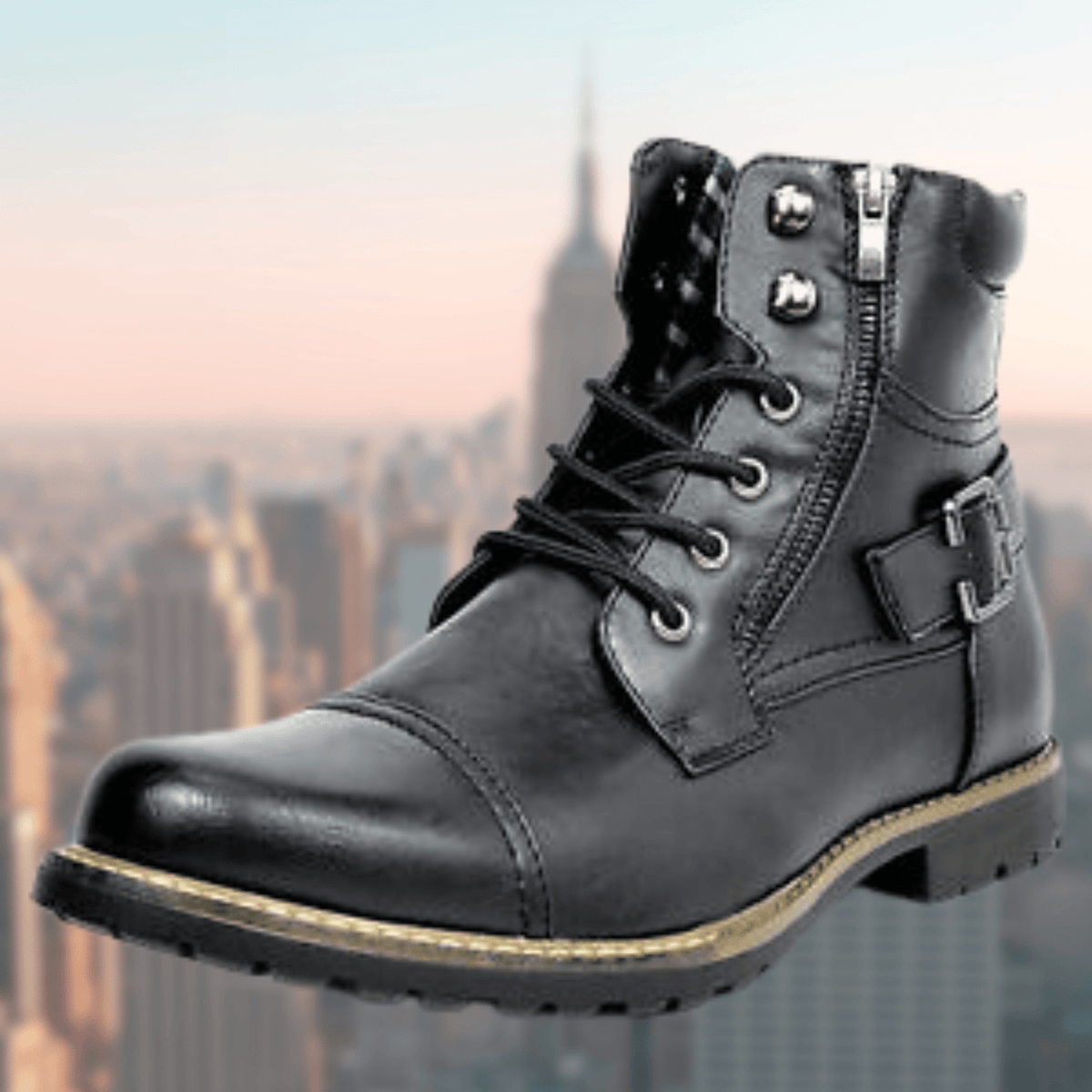 Kellan | Botas Biker Robustas con Cordones y Cremallera Lateral - StilfulltMen's shoesNegro38Kellan | Botas Biker Robustas con Cordones y Cremallera Lateral