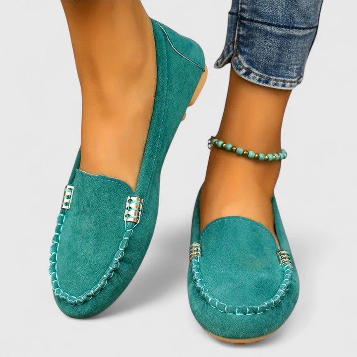 Kensington | Mocasines de Ante con Detalle Metálico - StilfulltWomen's shoesTurquesa35Kensington | Mocasines de Ante con Detalle Metálico