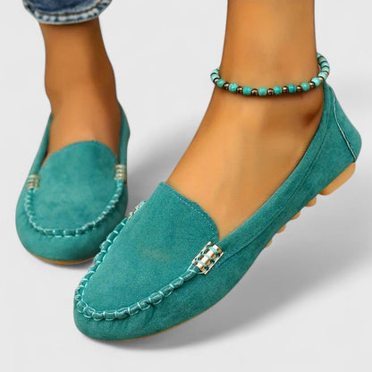 Kensington | Mocasines de Ante con Detalle Metálico - StilfulltWomen's shoesTurquesa35Kensington | Mocasines de Ante con Detalle Metálico