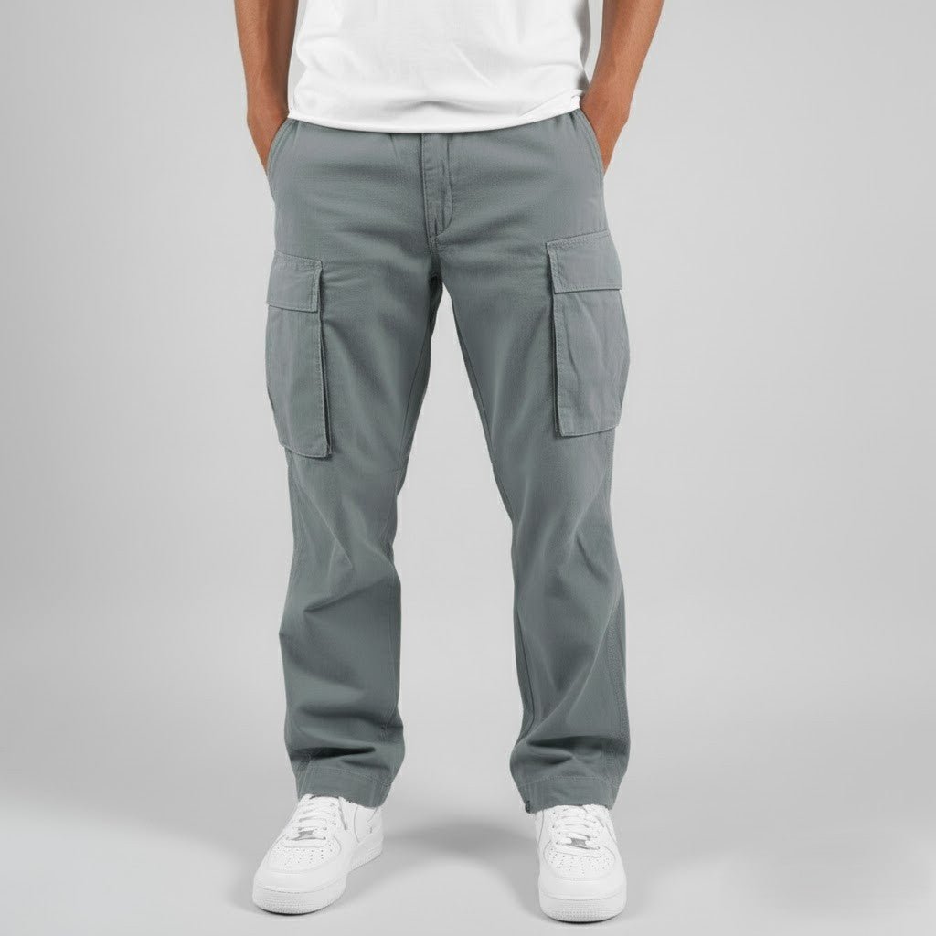 Knox | Pantalón Cargo Holgado con Bolsillos Laterales - StilfulltMen's pantsGrisSKnox | Pantalón Cargo Holgado con Bolsillos Laterales