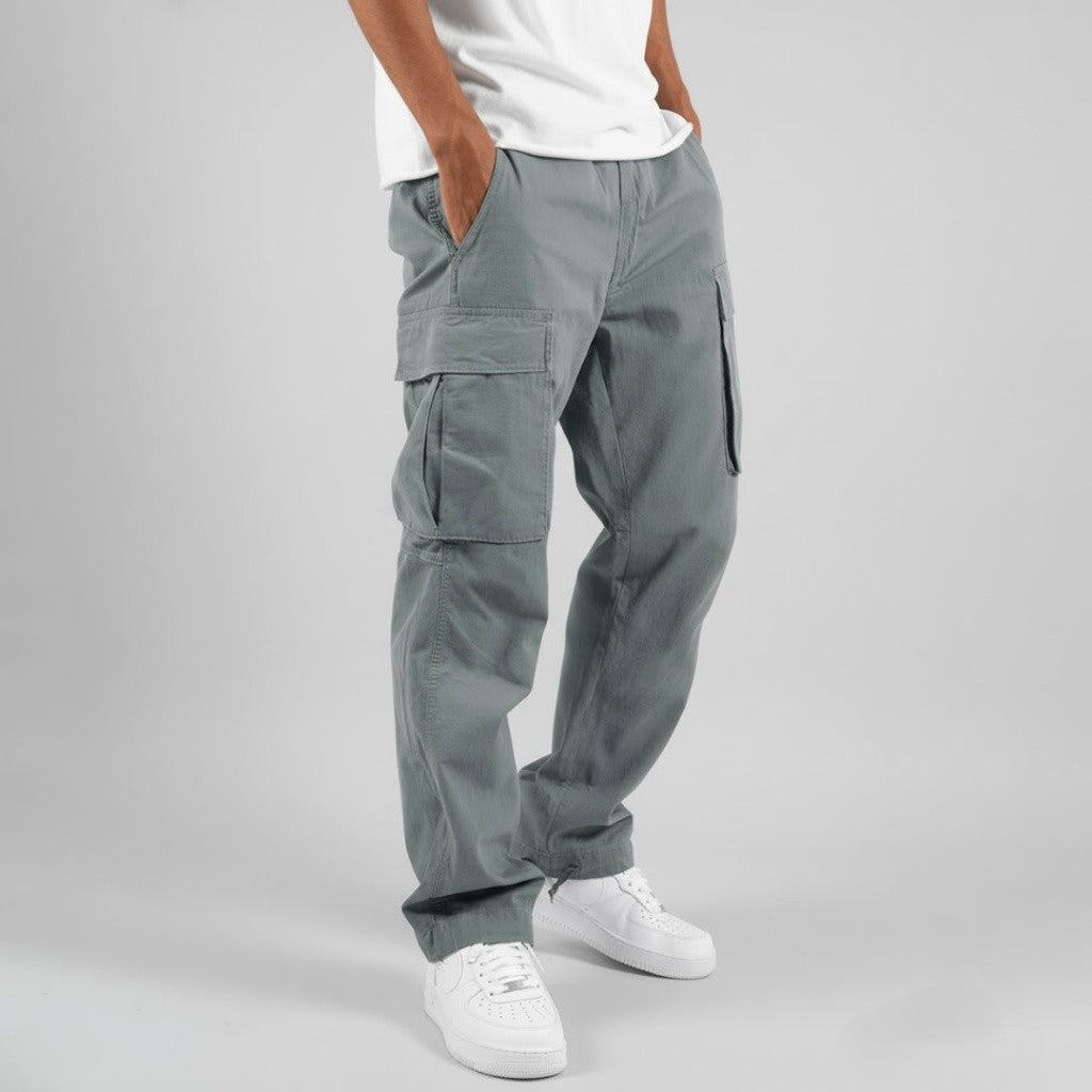 Knox | Pantalón Cargo Holgado con Bolsillos Laterales - StilfulltMen's pantsGrisSKnox | Pantalón Cargo Holgado con Bolsillos Laterales