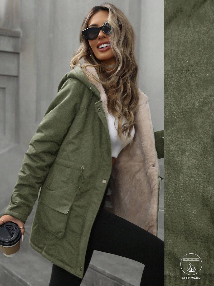 Lærke | Varm Teddyforet Parka med Hætte - StilfulltWomen's jacketsArmygrønEU 36 (S)Lærke | Varm Teddyforet Parka med Hætte