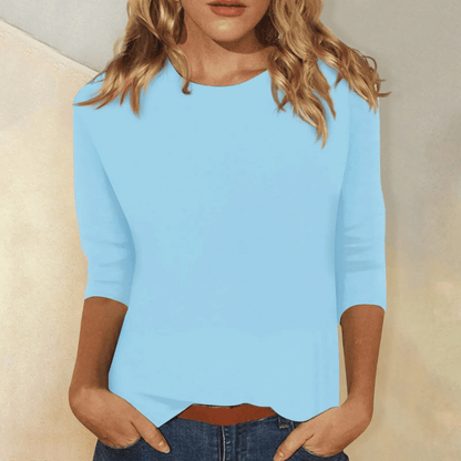 Lainey | Camiseta de Manga Francesa con Cuello Redondo - StilfulltWomen's shirtsAzul cieloSLainey | Camiseta de Manga Francesa con Cuello Redondo