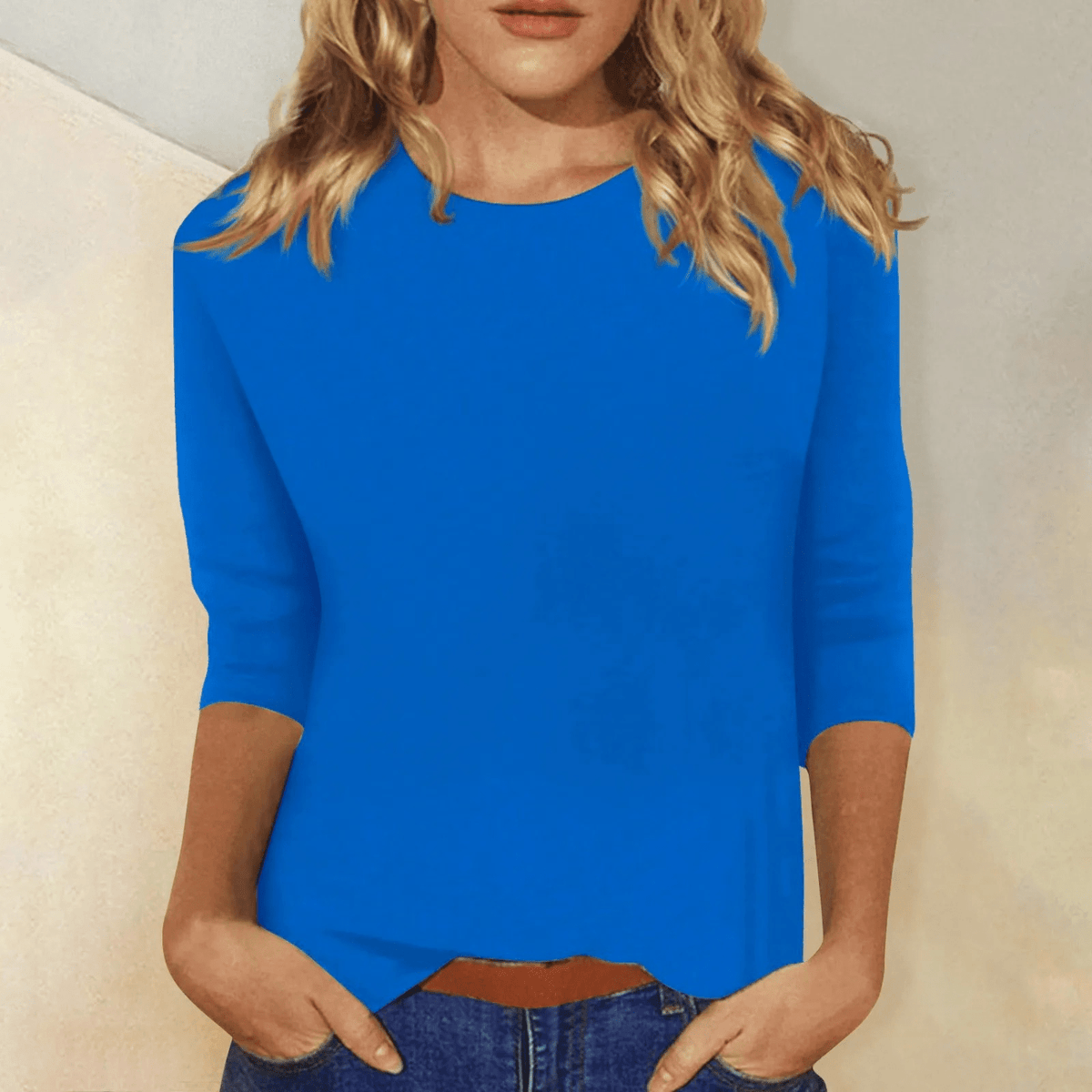 Lainey | Camiseta de Manga Francesa con Cuello Redondo - StilfulltWomen's shirtsAzulSLainey | Camiseta de Manga Francesa con Cuello Redondo