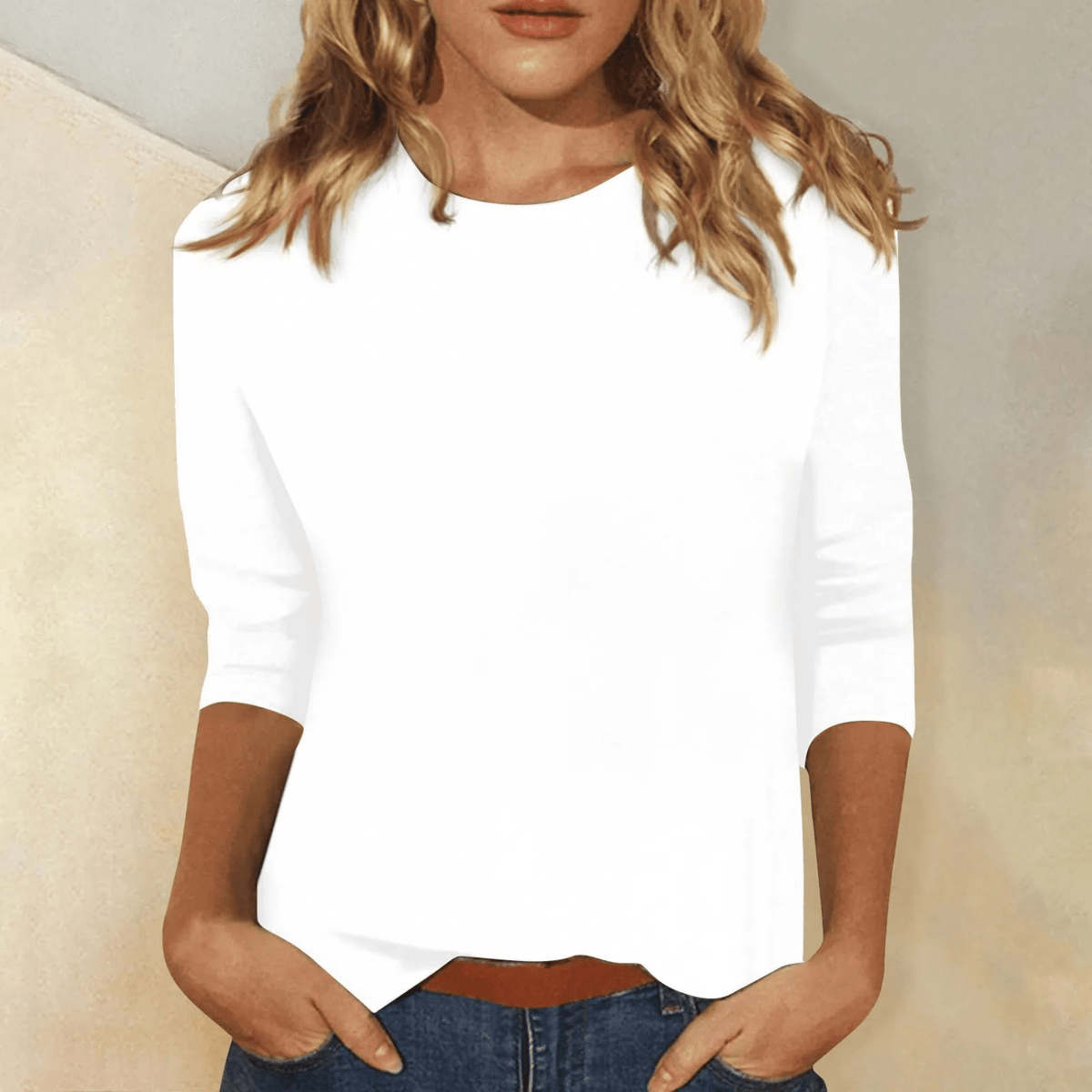 Lainey | Camiseta de Manga Francesa con Cuello Redondo - StilfulltWomen's shirtsBlancoSLainey | Camiseta de Manga Francesa con Cuello Redondo