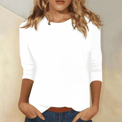 Lainey | Camiseta de Manga Francesa con Cuello Redondo - StilfulltWomen's shirtsBlancoSLainey | Camiseta de Manga Francesa con Cuello Redondo