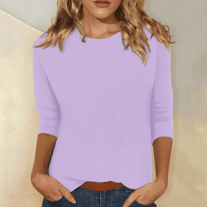 Lainey | Camiseta de Manga Francesa con Cuello Redondo - StilfulltWomen's shirtsMoradoSLainey | Camiseta de Manga Francesa con Cuello Redondo