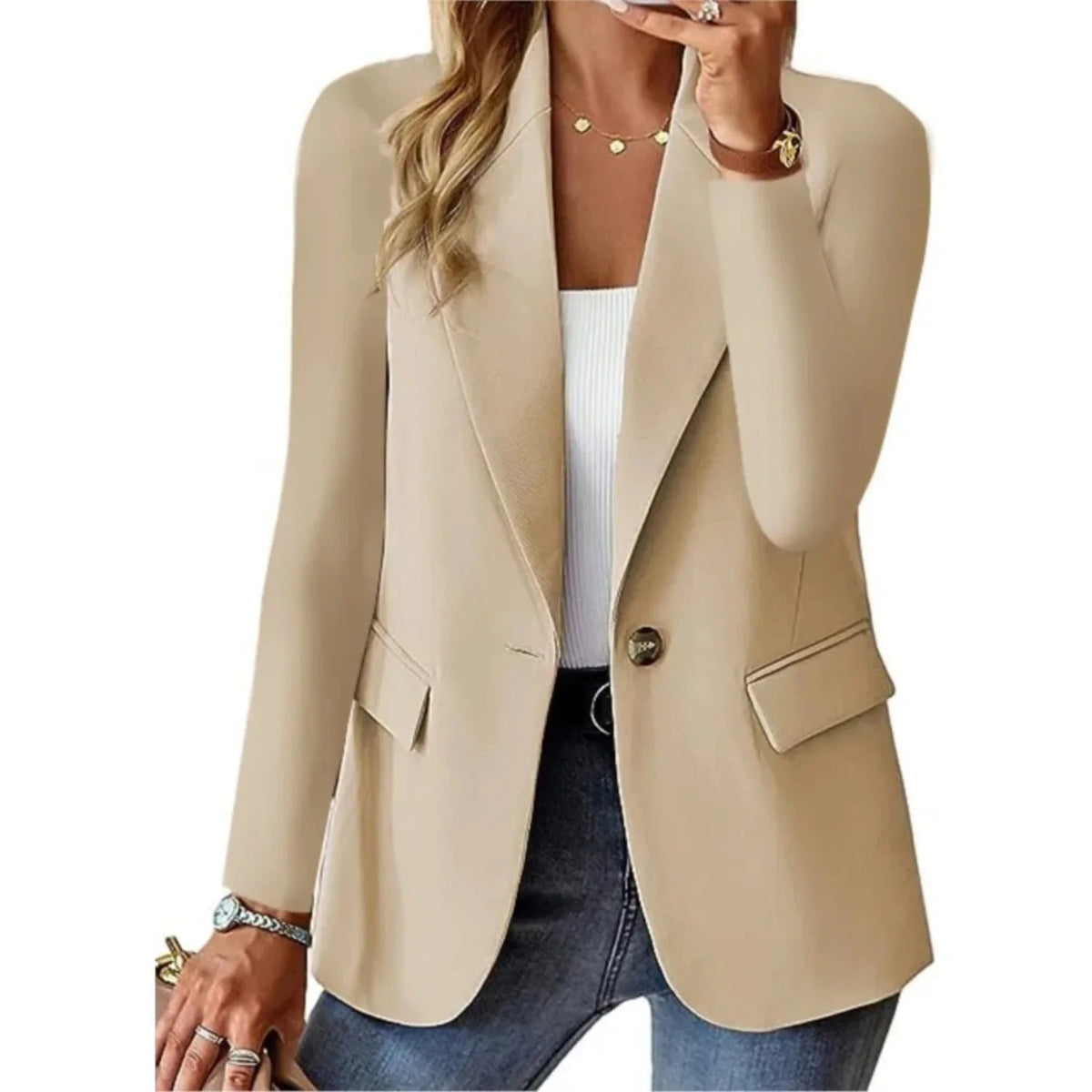 Lara | Blazer Clásica de un Botón - StilfulltWomen's jacketsDWOD1-NE269031BeigeSLara | Blazer Clásica de un Botón