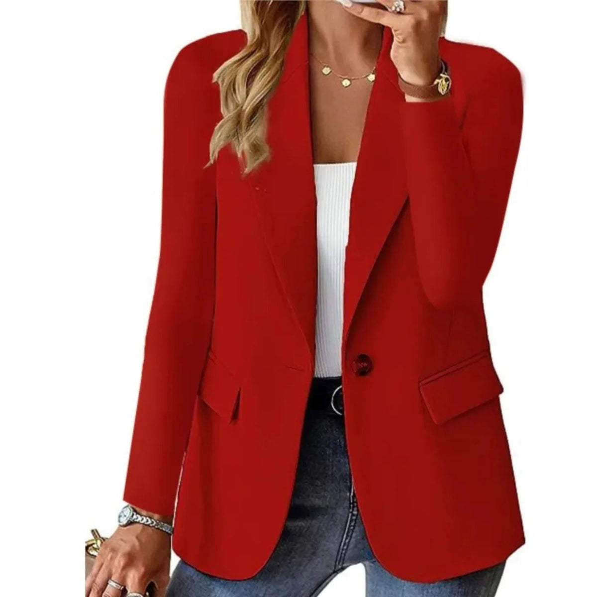 Lara | Blazer Clásica de un Botón - StilfulltWomen's jacketsDWOD1-NE269019RojoSLara | Blazer Clásica de un Botón