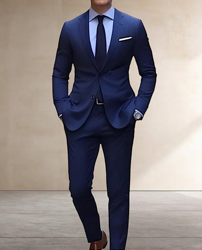 Léandre | Traje de Dos Piezas Entallado con Solapa de Pico - StilfulltMen's suitsAzulXSLéandre | Traje de Dos Piezas Entallado con Solapa de Pico