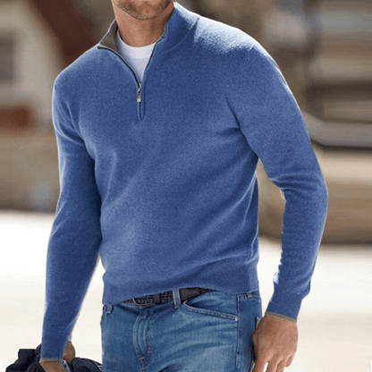 Lennox | Jersey de Punto Fino con Media Cremallera - StilfulltMen's sweatersAzulSLennox | Jersey de Punto Fino con Media Cremallera