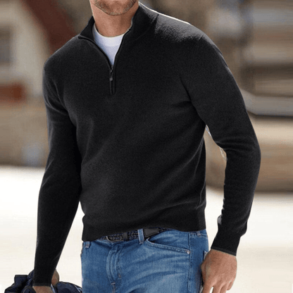 Lennox | Jersey de Punto Fino con Media Cremallera - StilfulltMen's sweatersNegroSLennox | Jersey de Punto Fino con Media Cremallera